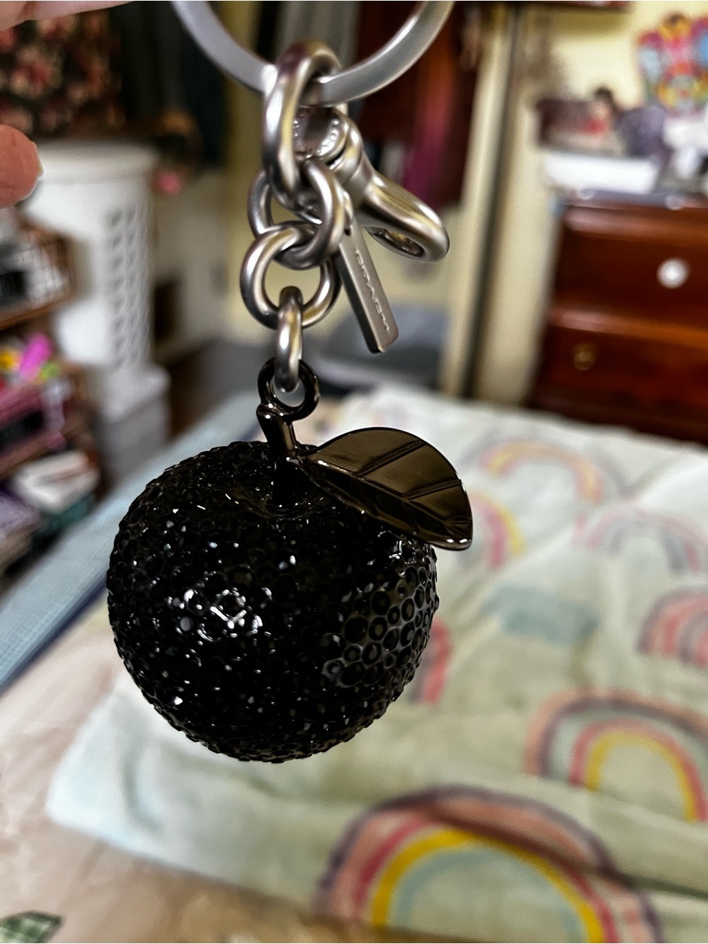 Coach Black Crystal Apple Bag Charm - Picture 2 of 14